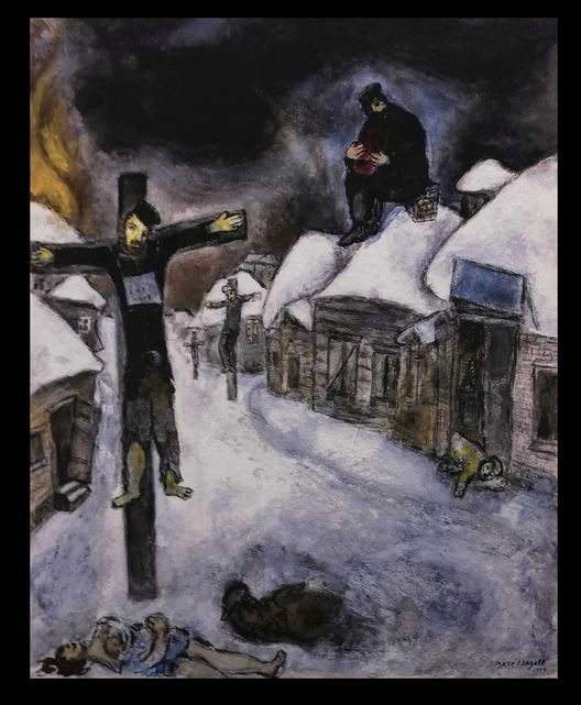 Gekreuzigte Juden in Witebsk 1944 - Aufgenommen bei der Ausstellung Marc Chagall "Daphnis & Chloé und andere Liebesgeschichten, Tegernsee 2021